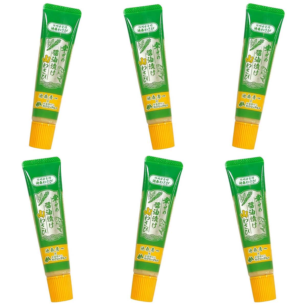 【商品説明】 ナガノファクトリー 池森わさび 幸せの醤油漬け山わさび 40g の 商品概要 商品特徴 国産山わさびを醤油漬け。安曇野の老舗「マル井」が製造するそばご飯肉料理に合う万能加工わさび。 国産の山わさび(西洋わさび)を醤油でじっくりと漬け込みかつおだし塩を加えた加工わさびです。 醤油の旨みが山わさびにしっかり染み込みツーンとくる爽やかな辛みとまろやかなコクが調和しています。 そばの薬味はもちろん白ご飯ステーキ刺身冷奴サラダなど幅広い料理にご使用いただける新作万能調味料です。 ご注意 高温直射日光を避け常温で保管してください。 内容量:40g セット内容:6個 原産地:日本 【商品スペック】 ナガノファクトリー 池森わさび 幸せの醤油漬け山わさび 40g の商品スペック その他 ●内容量:40g ●原材料名:西洋わさび(国産)、食塩、ぶどう糖、植物油脂、かつおだし塩(食塩、かつお風味顆粒、かつおのふし)、醤油、食物繊維/ソルビートル、環状オリゴ糖、調味料(アミノ酸等)、酸味料、増粘剤(キサンタン)、香辛料、香料、(一部に小麦・大豆を含む) ●原産国:日本 ●保存方法:高温直射日光を避け常温で保管してください。 ●栄養成分表示[10g]:エネルギー:22kcal、たんぱく質:0.3g、脂質:0.9g、炭水化物:3.5g、食塩相当量:1.5g ●食物アレルギー:小麦・大豆 他のナガノファクトリーの食品&飲料・お酒を探す 食品&飲料・お酒 ナガノファクトリー）調味料・油・スパイス ナガノファクトリー）香辛料・スパイス ナガノファクトリー）わさび ナガノファクトリー メーカー都合により、パッケージや内容が変更となる場合がございます。パッケージ変更を理由とした返品は承っておりません。