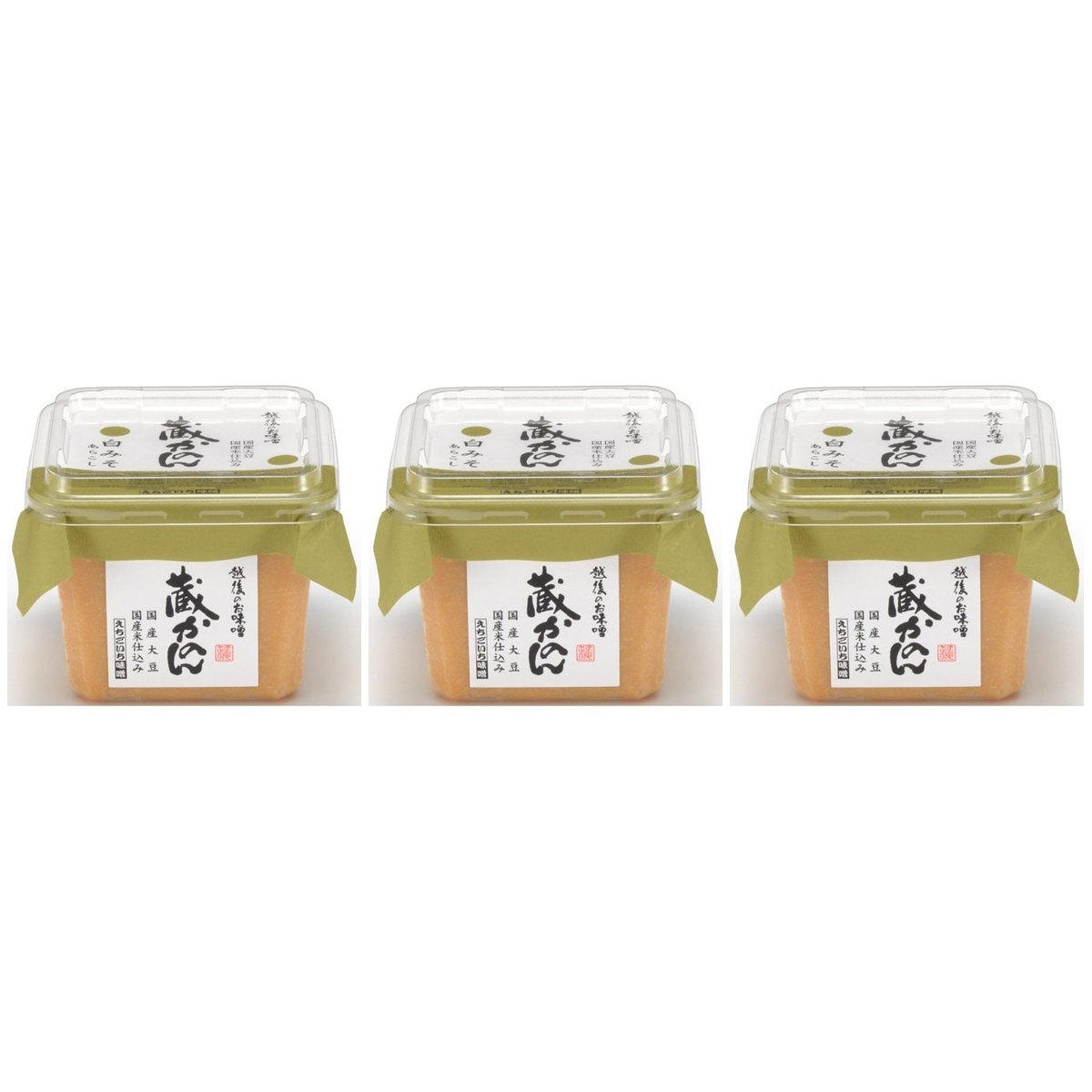 【商品説明】 越後一 えちごいち味噌 蔵かのん 無添加白みそ 500g の 商品概要 特徴 このお味噌は国産原料のみで仕込み加熱殺菌をしていない無添加生みそです。白みそには「新潟県産里のほほえみ大豆を」を使用し、米こうじのさわやかでやさしい香りとまろやかな味わいが特長です。こうじ粒が気にならない"あらこし"タイプです。 遺伝子組み換えに関する表示 今後も「遺伝子組換えでない」表記が可能な大豆を使用しております。 内容量:500g セット内容:3個 原産地:日本 【商品スペック】 越後一 えちごいち味噌 蔵かのん 無添加白みそ 500g の商品スペック その他 ●内容量:500g ●名称:味噌 ●食物アレルギー:大豆 ●原材料:大豆(国産)、米(国産)、食塩(国内製造)※遺伝子組み換えに関する表示:「遺伝子組換えでない」大豆を使用しております。 ●保存方法:直射日光を避け保存してください。お味噌の色と風味を保つために、開封後は冷蔵庫で保存してください。 ●栄養成分:100gあたり エネルギー:197kcal、たんぱく質:11.2g、脂質:6.1g、炭水化物:24.2g、食塩相当量:11.5g 他の越後一の食品&飲料・お酒を探す 食品&飲料・お酒 越後一）調味料・油・スパイス 越後一）味噌 越後一 メーカー都合により、パッケージや内容が変更となる場合がございます。パッケージ変更を理由とした返品は承っておりません。