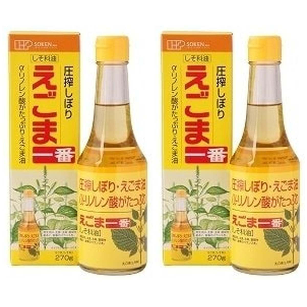 【商品説明】 創健社 えごま一番(しそ科油) 270g [食用油] の 商品概要 特徴 ◎えごま(しそ科)の種子を化学溶剤を使わずに圧搾法で搾ったα-リノレン酸が主成分の植物油です。えごまは日本では縄文時代から栽培され、古代日本人の食生活を支えてきました。 ◎脳・神経組織に多く見られる不飽和脂肪酸・α-リノレン酸を50%以上含む健康保持に有用な油です。 ◎α-リノレン酸は、体内では合成できず、食品から摂取することしかできない健康的な食生活に欠かせない必須脂肪酸として注目されています。 ◎α-リノレン酸はオメガ-3(n-3系)の油と言われ、大豆油等のオメガ-6(n-6系)植物油の摂りすぎをやわらげる働きがあり、体内に入るとEPA・DHAに変換されたり、健康に寄与する機能性が強い脂肪酸です。 ◎なるべく生のままお召し上がりいただくことをおすすめいたします。お料理ではドレッシングに使ったり、味噌汁・煮物・和え物等の仕上げに少し加えると味にコクが出ます。 ◎風味付けとしてごま油を3%加えています。 召し上がり方 ◎なるべく生のままお召し上がりいただくことをおすすめいたします。 ◎スプーンにとってそのままで、又お料理ではドレッシングに使ったり、味噌汁・煮物・和え物等の仕上げに少し加えると味にコクが出ます。 内容量:270g セット内容:2個 【商品スペック】 創健社 えごま一番(しそ科油) 270g [食用油] の商品スペック その他 ●原材料:食用えごま油(えごま種子産地:中国 最終加工地:日本)、食用ごま油、酸化防止剤(ビタミンE、ビタミンC) ●保存方法:直射日光・高温を避けて保管して下さい。開封後はなるべく冷蔵庫に保存し早めにお使い下さい。 ※にごりが生じることがありますが、ビタミンCが固まったもので変質ではありません。 ※本品製造工場では「卵」・「乳」・「小麦」・「落花生」・「えび」を含む製品を生産しています。 他の創健社の食品&飲料・お酒を探す 食品&飲料・お酒 創健社）調味料・油・スパイス 創健社）食用油 創健社）えごま油 創健社 メーカー都合により、パッケージや内容が変更となる場合がございます。パッケージ変更を理由とした返品は承っておりません。