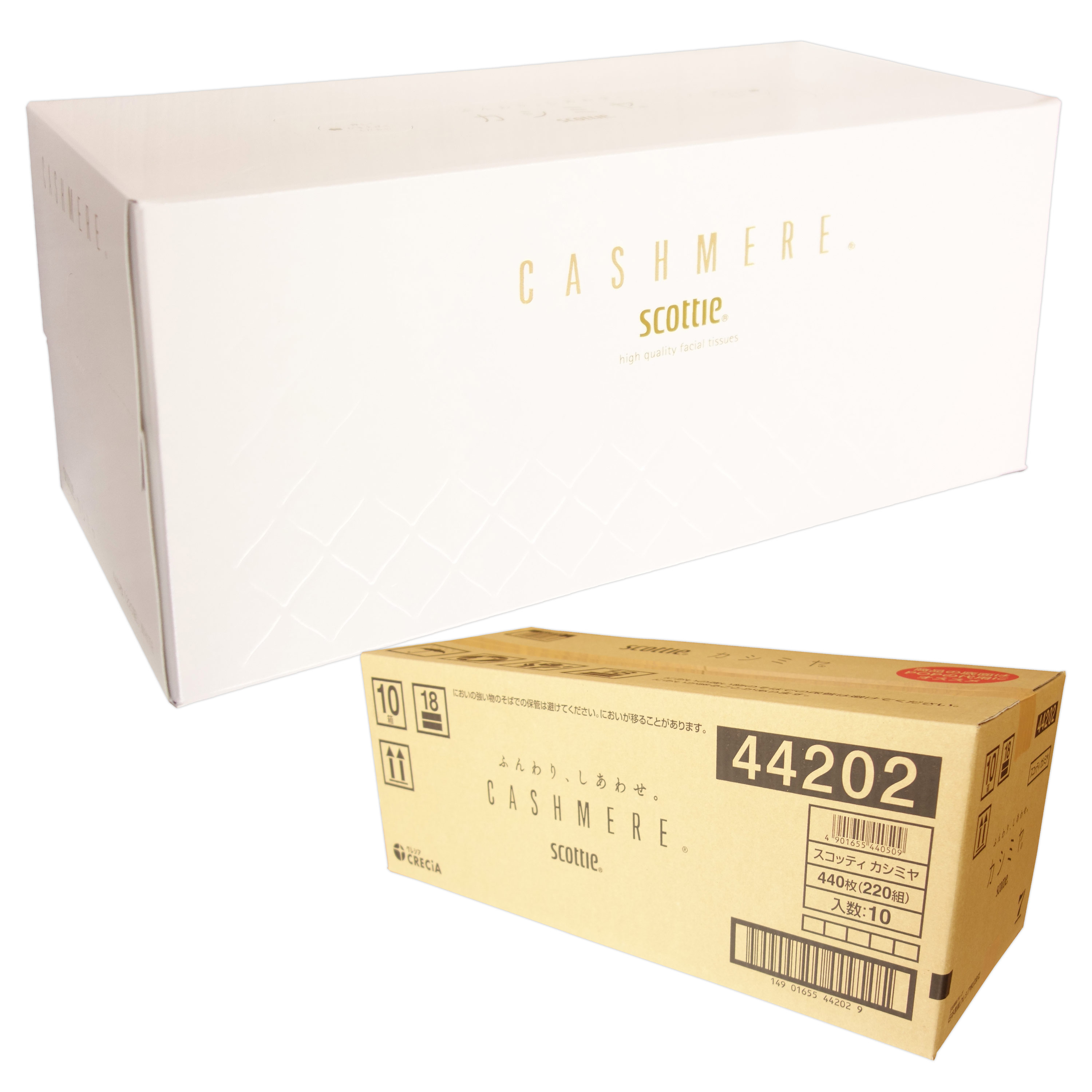スコッティ カシミヤ エンボス ティッシュペーパー 220組 × 10箱 【日本製紙クレシア ゆう120サイズ 佐川140サイズ】【44202】