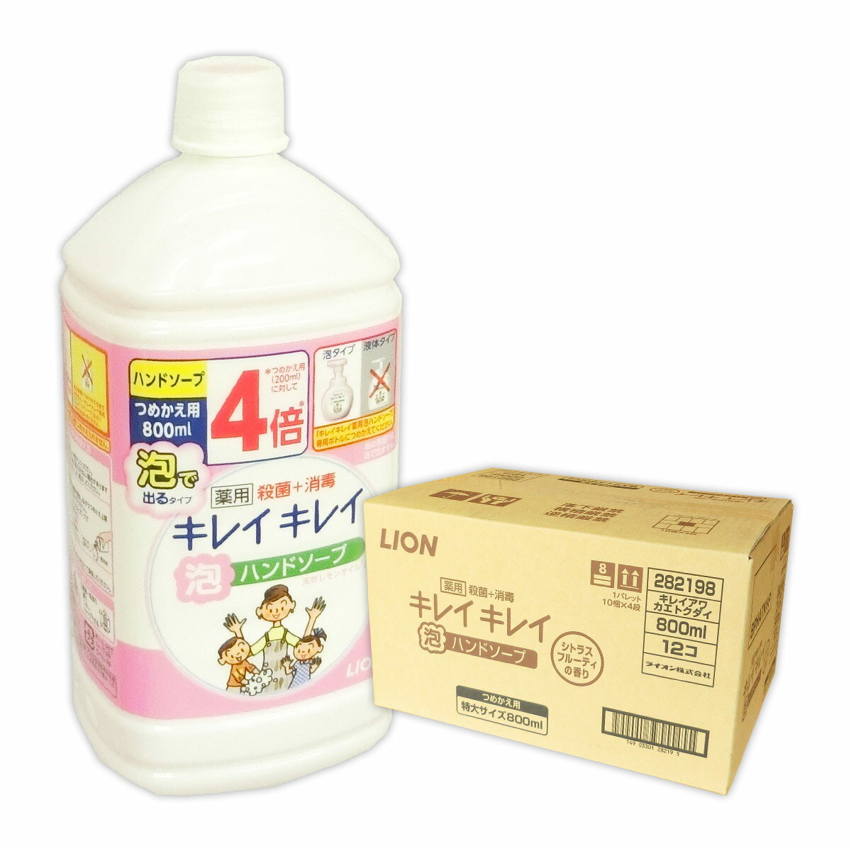 キレイキレイ 薬用 泡ハンドソープ つめかえ用 800ml × 12本 【ライオン LION】【282198 kzh】