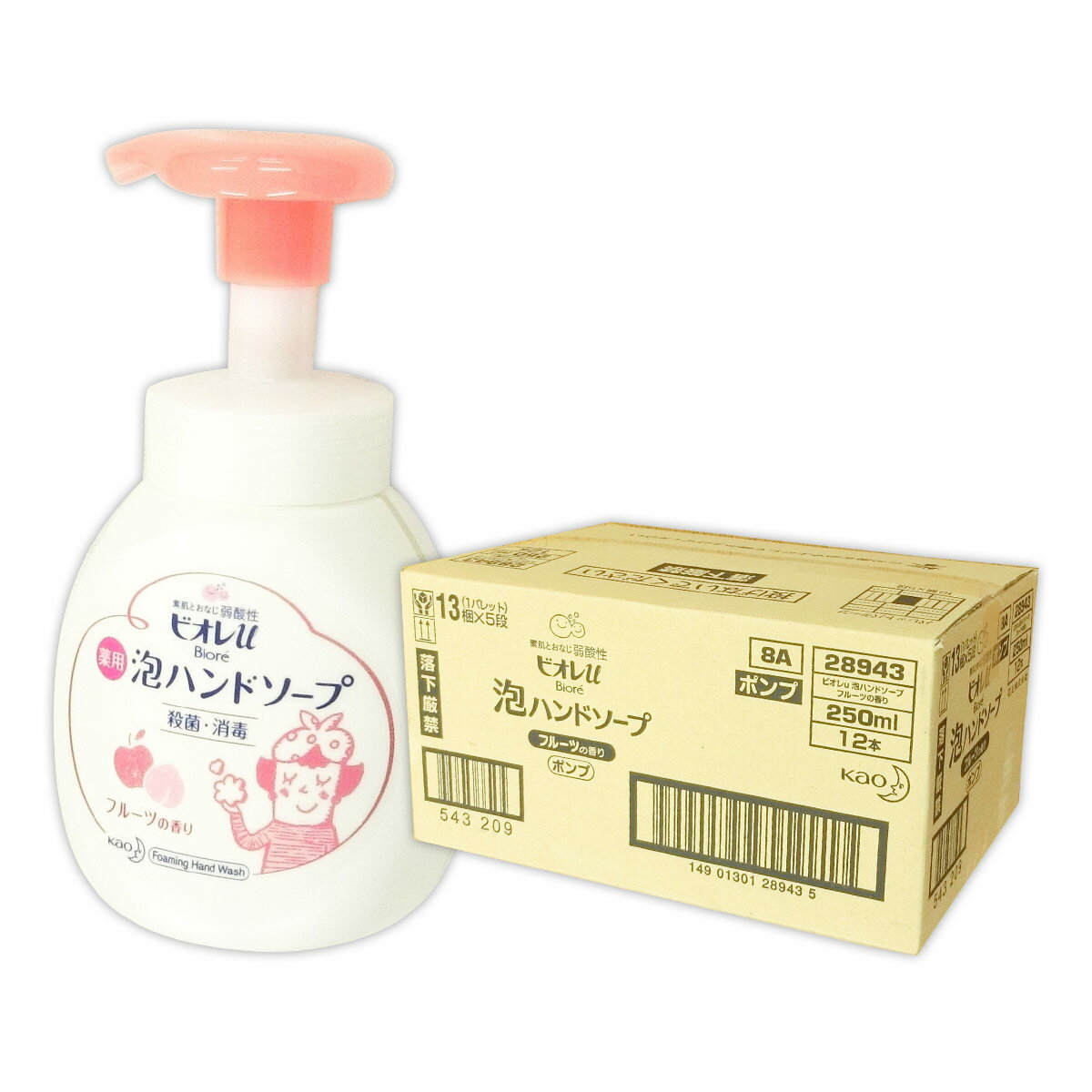 ビオレu 泡ハンドソープ フルーツの香り 本体 250ml × 12本 【花王 kao】【28943】