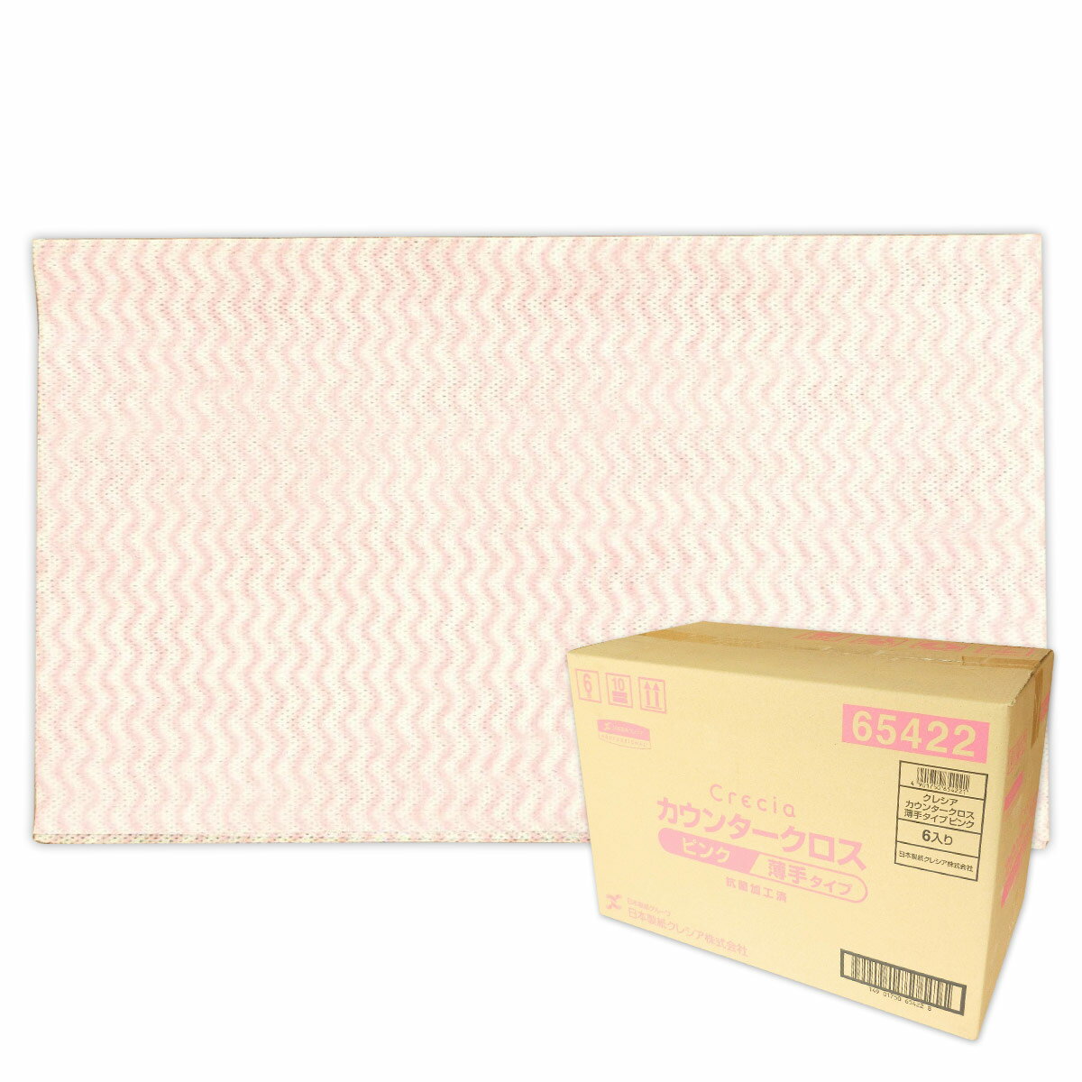クレシア カウンタークロス 薄手タイプ ピンク 600枚（100枚入×6箱）【日本製紙クレシア】【65422】