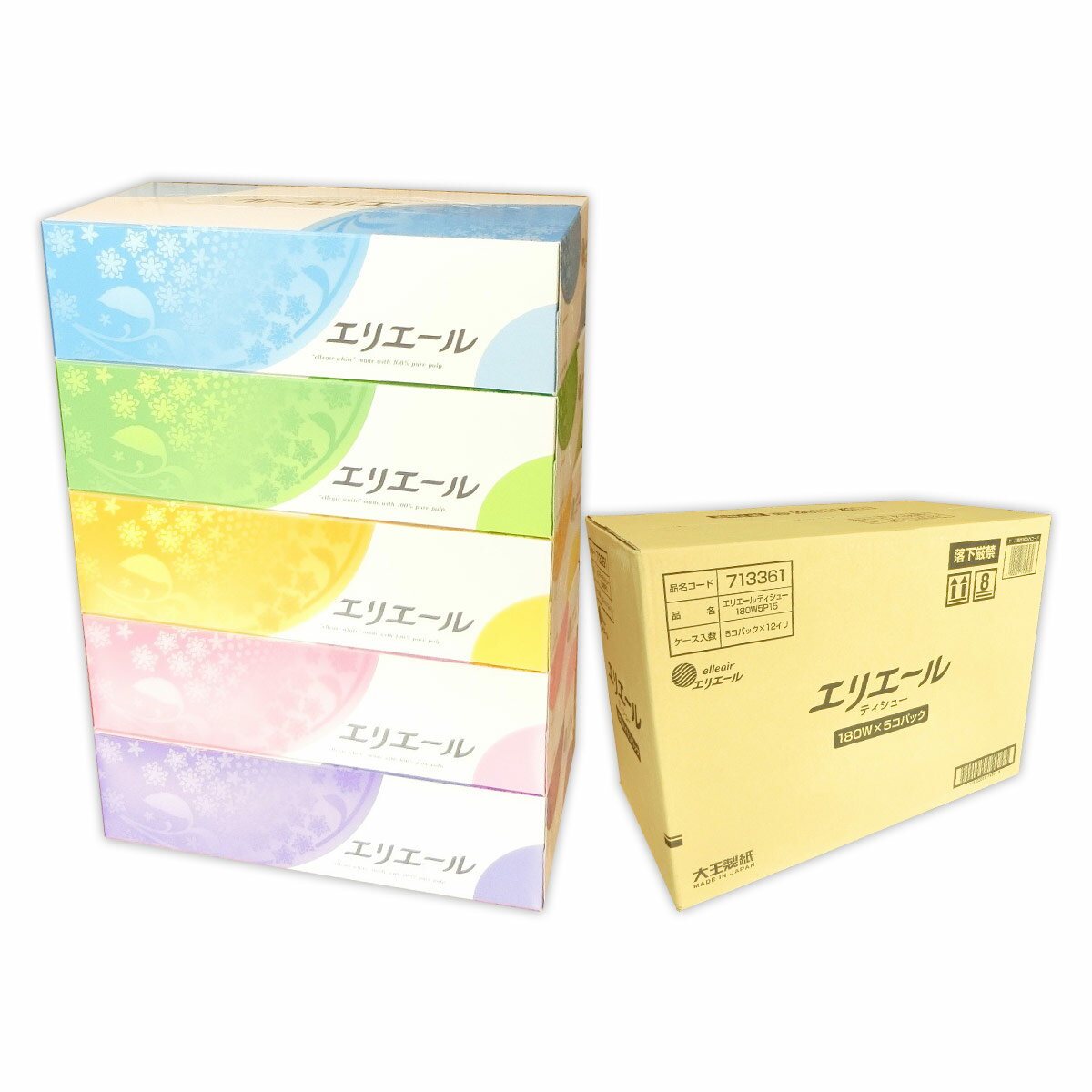 エリエール ティシュー 180組 60箱（5箱×12パック）【大王製紙】【823571 kzh】