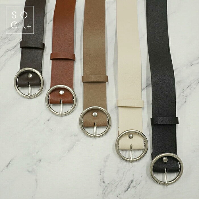 ベルト レディース 太 ブラック ブラウン キャメル ベージュ アイボリー 太め シンプル 無地 リングベ..