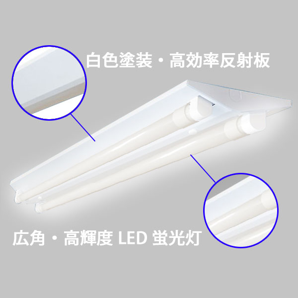 LEDベースライト 7台セット 逆富士器具40W型2灯式 広角LED蛍光灯付 昼白色 ledベースライト GFJ-120PB-7set [2]