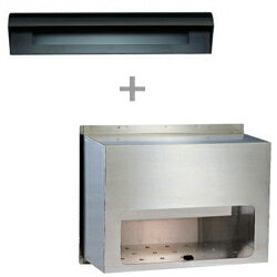 ハッピー金属工業 送料無料 ハッピー ステンレスポスト　ファミールシリーズ　【ポストぐち+裏側受箱】セット　670+631-B[埋め込みポス/郵便受け/郵便ポスト]