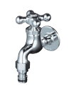 ニッコーエクステリア 飾り蛇口 Hシリーズ クロス(ホースアダプター付き) クロームメッキ H203 ※固定コマ仕様(寒冷地で使用可能)