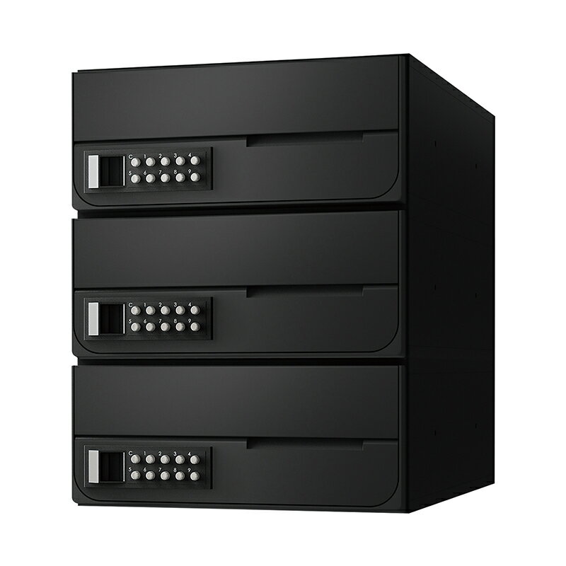 【3戸用】【本体樹脂製】ナスタ 大型郵便対応集合郵便受箱(ヨコ型) 前入前出 D-ALL 可変プッシュボタン..