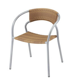 カワジュン スタッキングチェア ラタン調 (屋外使用可) グリッグチェアAL ライトブラウン VCG012AL