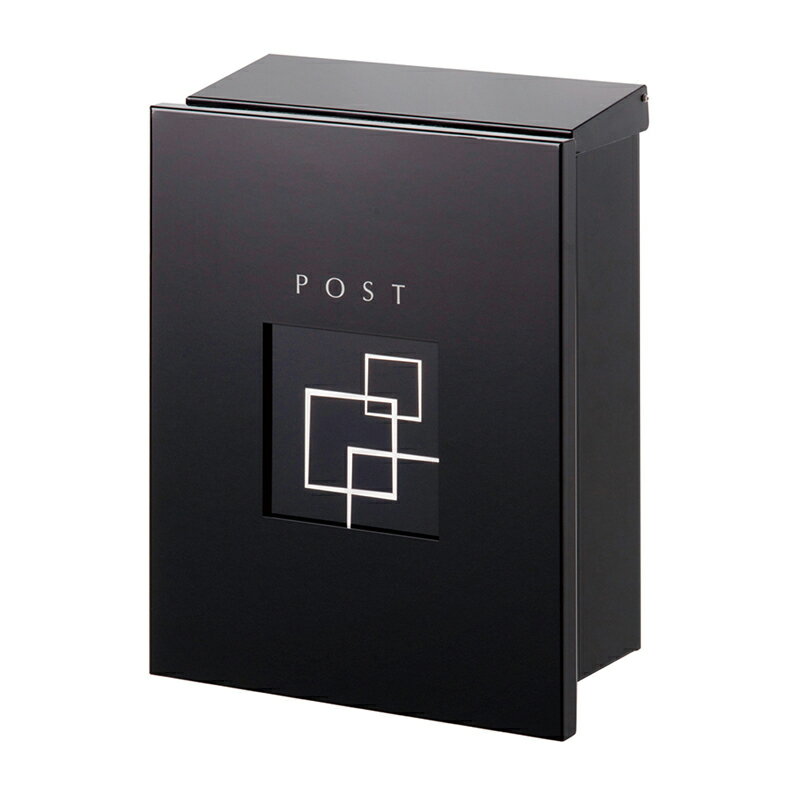 オンリーワン　壁付け郵便ポスト　モノボックスプラス　壁付け　デザイン4　ブラック　左勝手　KS1-B152H