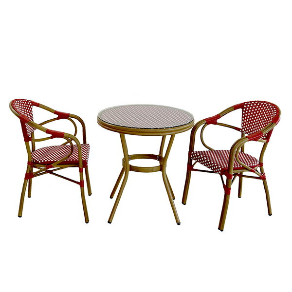 住まいスタイル ラウンドテーブル3点セットプレジール レッド