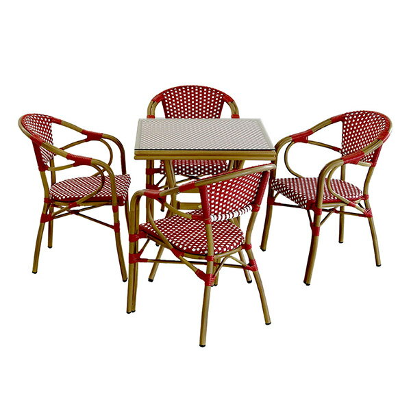 住まいスタイル スクエアテーブル5点セットプレジール レッド