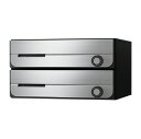 【2戸用】ナスタ 集合郵便受箱(ヨコ型)D-ALL KS-MB3002PU-2LK-S 屋内用 W360×H100 前入前出・上開き 可変ダイヤル錠 ステンレス...
