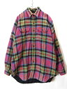【中古】 古着 POLO by RALPH LAUREN ラルフローレン チェックシャツ 裏キルティング ワンポイント コットン 長袖 L/S マカオ製 メンズ トップス シャツ サイズ XL マルチカラー系