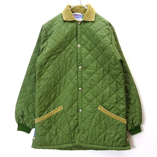 【中古】HUSKY.LTD ハスキー キルティングジャケット 中綿 ビンテージ イングランド製 襟コーデュロイ レディース アウター ブルゾン サイズ 38 L グリーン系 【中古】HUSKY.LTD ハスキー キルティングジャケット 中綿 ビンテージ イングランド製 襟コーデュロイ レディース アウター ブルゾン サイズ 38 L グリーン系