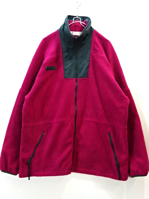 【中古】古着 Columbia コロンビア フリースジャケット ジップアップ ブルゾン ロゴ 刺繍 ワンポイント メンズ アウター パープル系