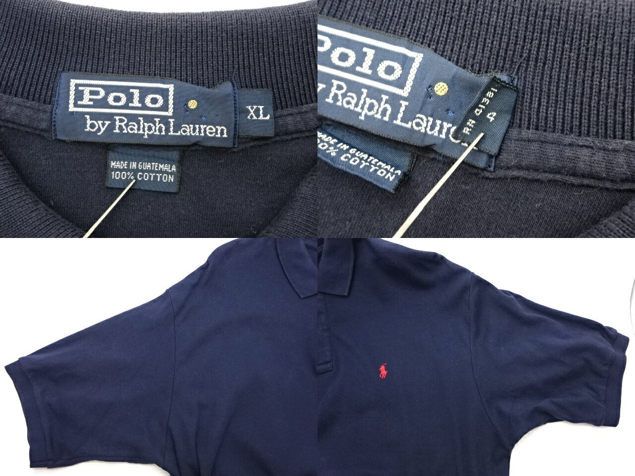 【中古】Polo by Lalph Lauren ポロ ラルフローレン ポロシャツ 半袖 S/S ワンポイント 古着 USED ユーズド メンズ トップス シャツ グアテマラ製 サイズ XL ネイビー系