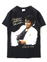 【中古】US古着 Michael Jackson マイケルジャクソン thriller スリラー ジャケット プリントTシャツ 半袖 S/S Tシャツ Hanes製 メンズ レディース サイズ S ブラック系