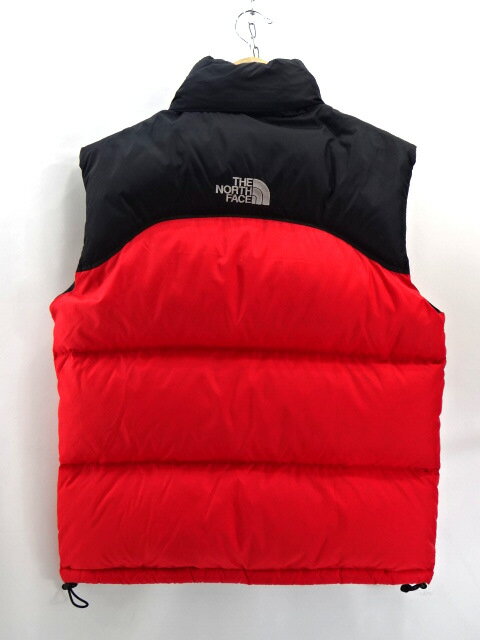 【中古】THE NORTH FACE ザ ノースフェイス TNF ヌプシ ダウン ベスト ND01587 700フィル 切替 アウトドア アウター サイズ M レッド系