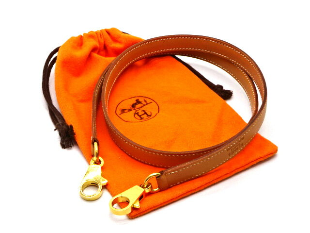 【中古】HERMES エルメス ケリー ボリード ショルダー ストラップ ボックスカーフ ナチュラル ライトブラウン 肩紐 レザーベルト 本革 細身幅 小物 金具 ゴールド