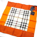 【新古品】BURBERRY バーバリー シルク ハンカチ ノバチェック 絹100% 三陽商会 レディース 洋品 チェック オレンジ ベージュ