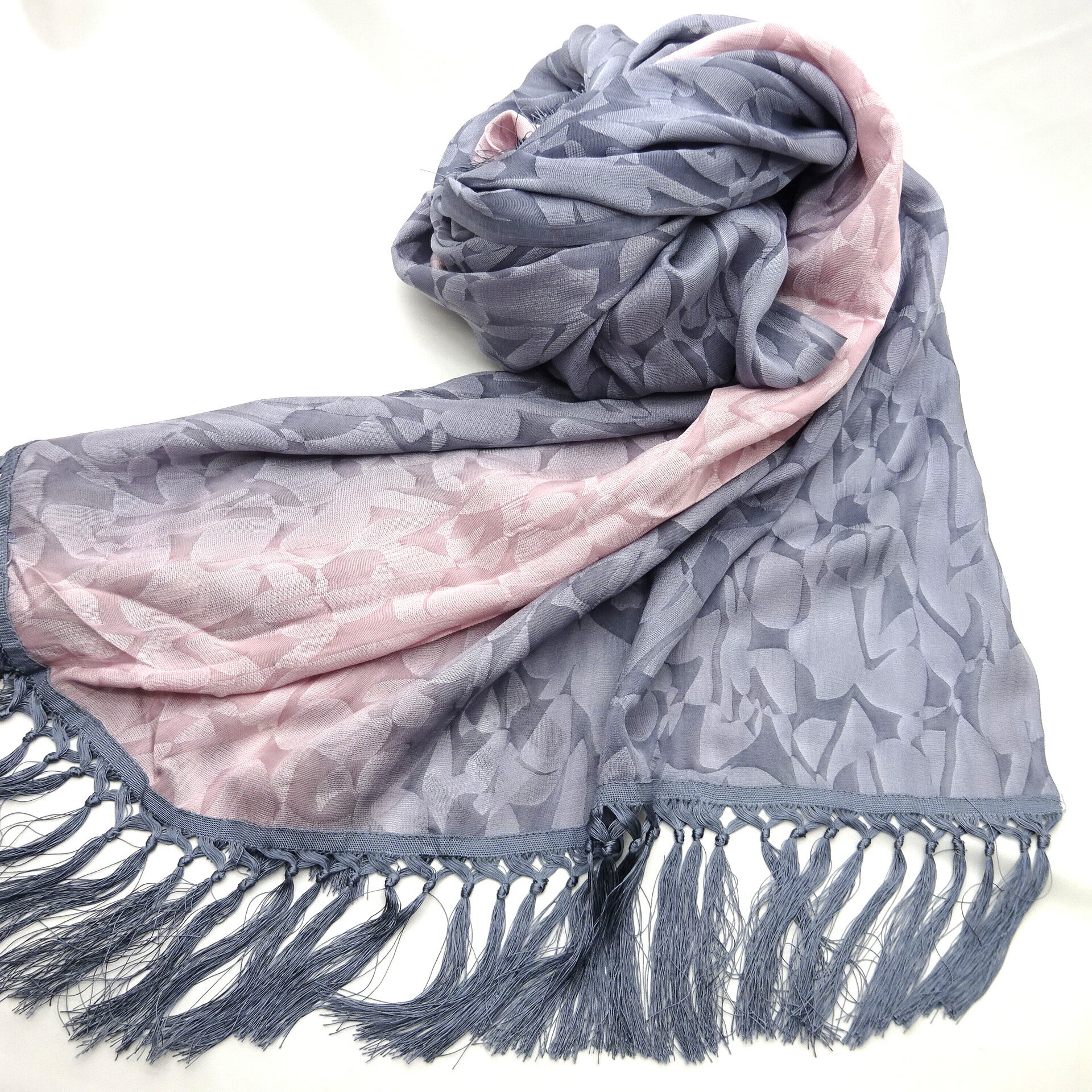 【新古品】琳玖瑠 　シルク　ショール　ストール　スカーフ　ぼかし染め 　グラデーション　フリンジ　..