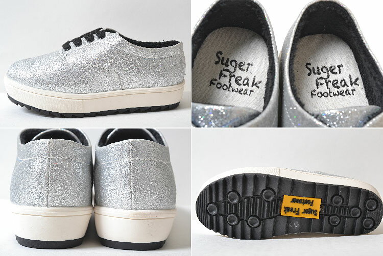 【送料無料】Suger Freak Footwear GOLD FREAK シュガーフリークフットウェア 　厚底　グリッター　シルバー　かわいい　子供靴　キッズ