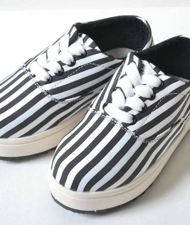 【訳あり】Suger Freak Footwear STRIPE FREAK スリッポン　厚底　ストライプ　ブラック　ホワイト　かわいい　子供靴　キッズ sg-kd-04w