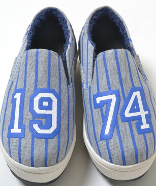 【送料無料】Suger Freak Footwear BASEBALL FREAK シュガーフリークフットウェア スリッポン 厚底 ストライプ ベースボール グレー かわいい 子供靴 キッズ
