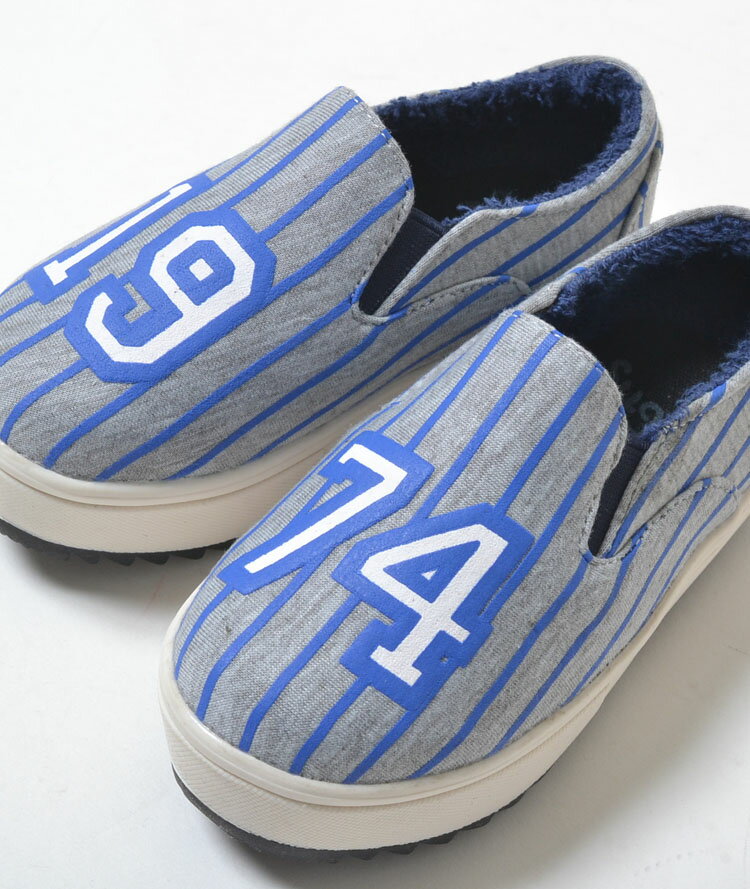 【送料無料】Suger Freak Footwear BASEBALL FREAK シュガーフリークフットウェア スリッポン　厚底　ストライプ　ベースボール　グレー　かわいい　子供靴　キッズ