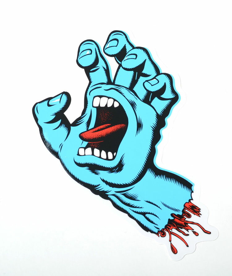 中 サイズ SANTACRUZ STICKER サンタクルズ ステッカー Screaming Hand スクリーミングハンド ブルー