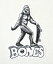 BONES STICKER ボーンズ スケート ステッカー ロゴ ブラック×ホワイト 黒×白