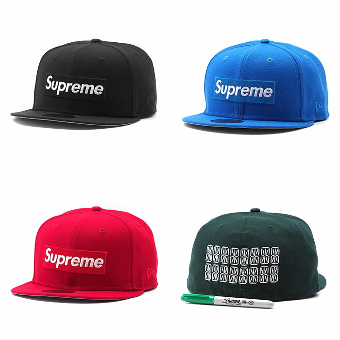 シュプリーム 帽子 メンズ 【並行輸入品】Supreme Sharpie Box Logo New Era シュプリーム シャーピー ボックス ロゴ ニューエラ キャップ メンズ ブラック ブルー ダークグリーン ピンク レッド 全5色