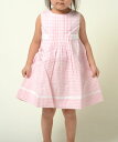 Jim Thompson ジム トンプソン ワンピース ピンク×ホワイト チェック ベビー KIDS キッズ 子供服 お出かけ 発表会 結婚式 表地リネン100% 裏地コットン100% 2歳 3歳 4歳 5歳 6歳 女の子誕生日 プレゼント