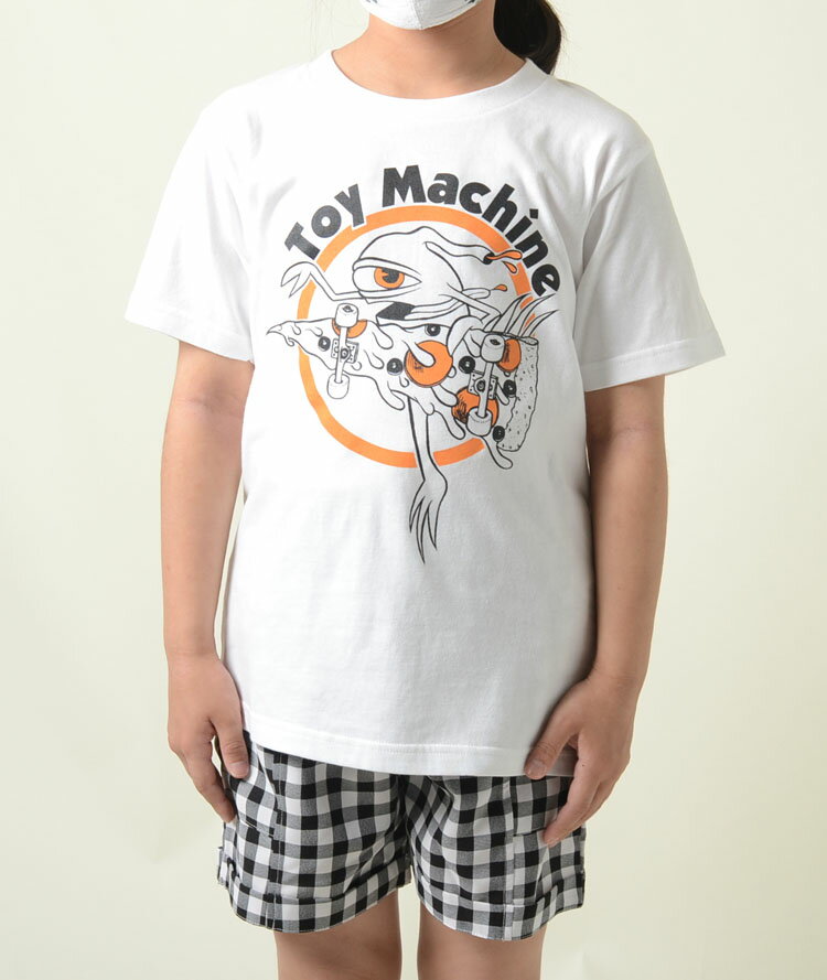 【120-160】toy machine トイマシーン Tシャツ 半袖 キッズ kids 子供服 ホワイト pizza ピザ 男の子 女の子 スケーター ストリート