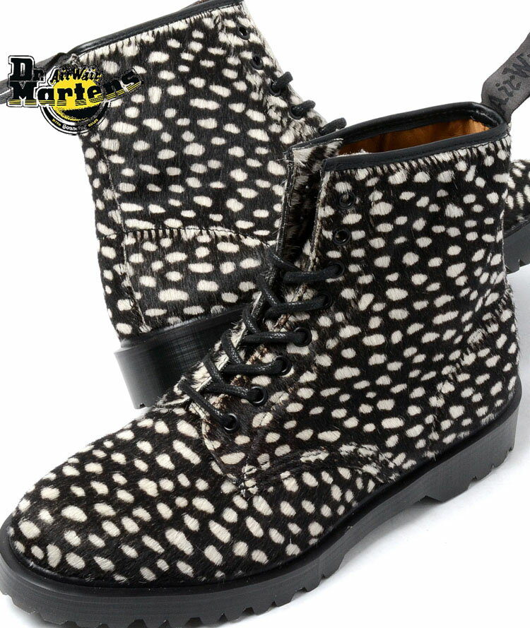 【75】Dr.Martens 8 EYE BOOT BLACK ドクターマーチン 8ホール ブーツ ブラック アニマル柄