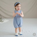 子供服 ベビー服 ロンパース ノースリーブ HAPPY PRINCE ブルー ベビー KIDS キッズ 子供服 コットン100% お出かけ 1歳 2歳 女の子 夏 シンプル 上品 フォーマル カジュアル ベーシック誕生日 …