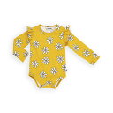 CarlijnQ カーラインク 花柄 ボディスーツ ロンパース Flower - ruffled bodysuit baby ベビー KIDS キッズ 子供 かわいい フリル 長袖 海外ブランド オランダ ヨーロッパ 白 イエロー ガーリー おしゃれ 春夏秋冬 75cm 80cm 85cm 90cm 95cm 0歳 1歳 2歳 子供服 女の子