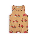 CarlijnQ カーラインク タンクトップ Scooter - tanktop racerback KIDS キッズ 子供 海外ブランド オランダ ヨーロッパ スクーター柄 ブラウン おしゃれ 春夏秋 95cm 100cm 110cm 120cm 130cm 140cm 子供服 女の子 男の子 ユニセックス