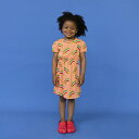 CarlijnQ カーラインク ワンピース レインボー 星柄 キッズ 女の子 98cm~120cm ピンク 春秋 コットン 子供服 ピーチピンク オレンジ(4)