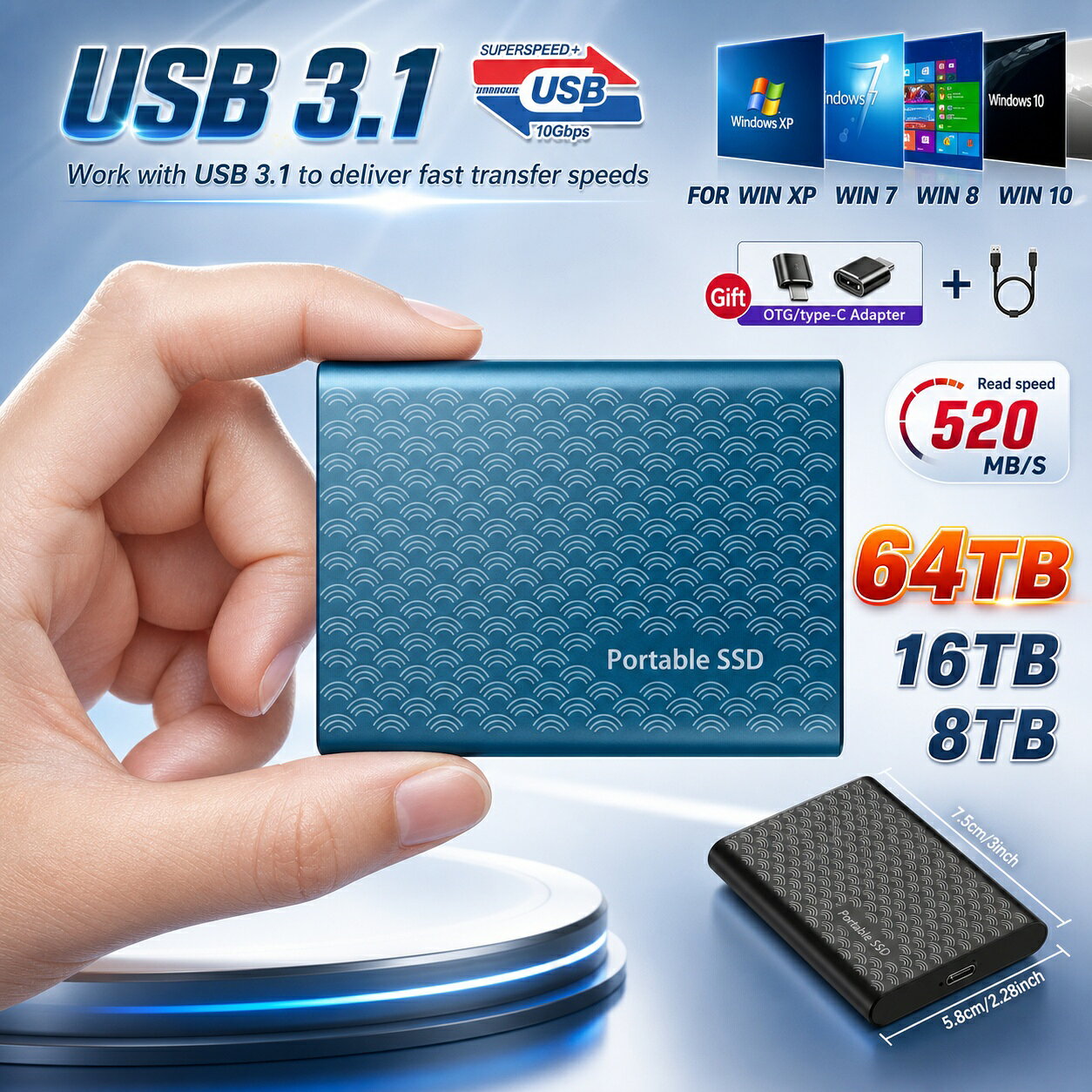 商品詳細商品内容ポータブル SSD 商品特徴ポータブル SSD 仕様★品質保証◎出品する商品は全て新品未使用です。◎初期不良の場合は到着後1週間以内にご連絡ください。◎初期不良の場合は写真やビデオをご提供下さい、確認後無料で新品交換もしくは御返金致しますのでご連絡下さい。生産国：中国サイズサイズ： サイズ : 写真のとおり ●形、色、質感が、商品ページ上と実物で異なって見える場合がございます。予めご了承くださいませ。商品について： ※製造中（縫製、染色など）により商品において色味や柄、サイズに若干の誤差や、生地を織る際に糸の継ぎ目や多少のほつれ等が生じる場合がございますが、品質上の問題ではございませんのでご了承の上お買い求めくださいませ。※手作り商品でございますから、画像と若干異なる場合も御座います。 ※モデルに使用している小物、アクセサリ等はセット内容に含まれません。※発送上の状態によって商品がシワになる場合がございます。予めご了承くださいませ。発送について： ※即納商品以外で、メーカーから取り寄せを致しますので、7日間前後お時間を頂いております。 ※在庫確認、配送状況、休日を間にする事により、予定より遅くなる可能性がございます。 ※当店ではラッピングのサービスを行っておりません、ご了承くださいませ。メールについて： ※メール返信とご注文対応は、平日10：00・18：00頃に対応しております。 ※携帯メールでの登録は迷惑メールによりメールが届かない場合がございます。 返品について： ※返品ご希望の際は商品到着から7日以内に必ず当店までご連絡をお願いいたします。 ※ご連絡がない場合の返品はご遠慮ください。※ご連絡を頂けましたらスムーズに対応できますので、ご協力いただけますようお願い申し上げます。