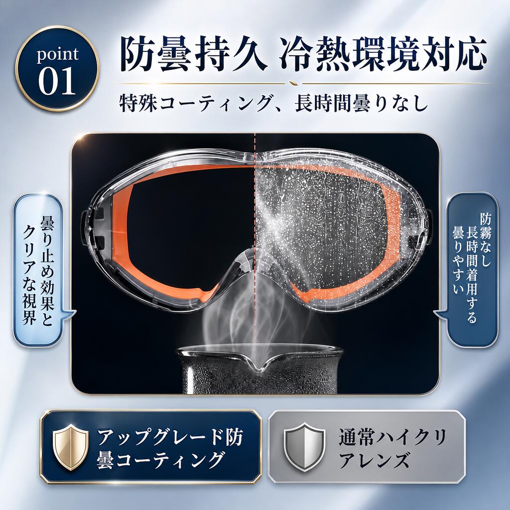 EcoBloomの【新発売限定記念価格！】防塵ゴーグル 保護ゴーグル 花粉症 黄砂対策 花粉対策 保護メガネ くもり止め 安全ゴーグル 作業用ゴーグル 密閉設計 花粉メガネ メガネの上から｜アングル2