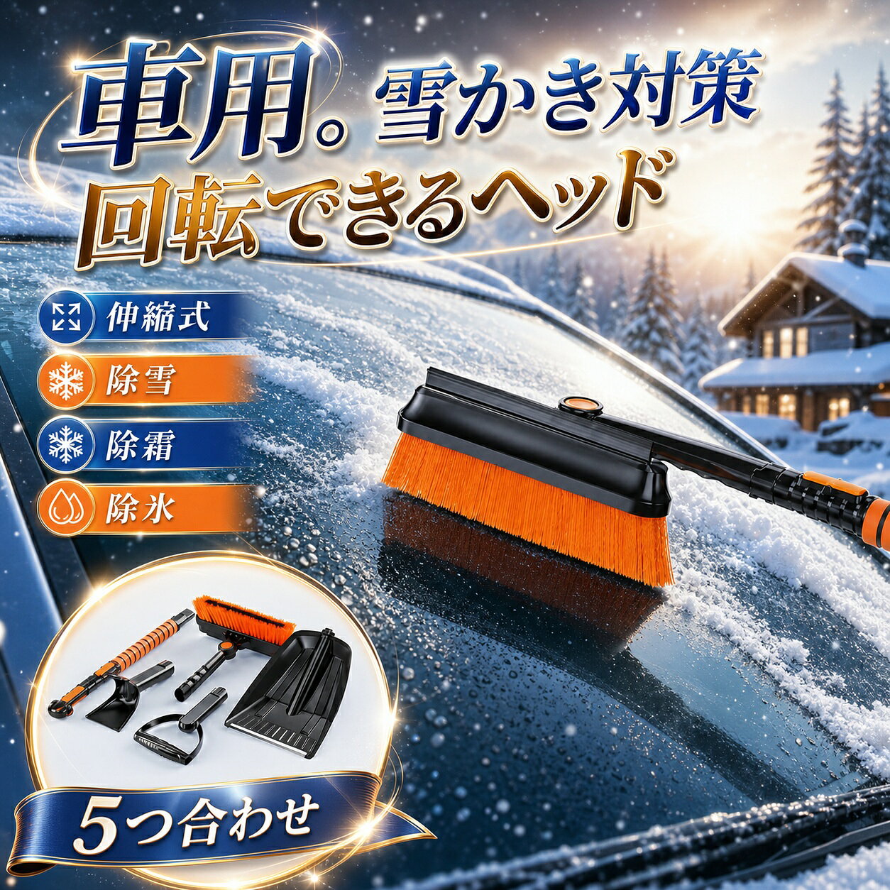 【商品説明】 【3 in 1雪かきセット】 雪かきセットには、スノーショベル、スノーブラシ、霜取りの3つの製品が含まれています。(1)雪かきスコップは、路面の雪をかき出し、積もった雪を取り除くために使用します。スノーブラシは、車に積もった雪を取り除くために使用する。(iii) フロスト・スクレーパーは、車両の表面や路面の氷を取り除くために使用する。取り外し可能で組み立ても簡単、コンパクトに収納できるため、車載用に最適である。 【マテリアル強度のアップグレード！】 普通のプラスチック製と違い、本除雪スコップ には軽量、かつ丈夫なアルミパイプを採用しています。雪かきスコップ 配備厚いスポンジクッションがあり、快適な手触りをもたらします。 【多機能雪かきセット】 1本のスノーブラシで4通りの使い方ができます！1 スノーブラシ：車に積もった雪を落とすだけでなく、ドアや窓の雪も落とせます。2 ブラシの反対側にはスクイジーが付いているので、窓の雪も落とせます。3 スクレーパー：固まった雪も落とせる。氷を削るのにも使える。氷を削り取るのに便利。4 スノーショベル：車輪に積もった雪を取り除くことができる。使いやすく、様々な状況に応じて適切な組み立て方法を選択でき、非常に便利です。持ち運びが簡単。 【伸縮式雪かきスコップ】 除雪スコップのハンドルのT字型の上部はPP材料で作られています，滑り止めのパターンで、よりしっかりと握ることができ、また、快適な感触を提供します。除雪スコップのパイプ部分の長さは三段階調節可能で、車のフロントガラスの中央または屋根の中央に到達しやすくなります。車や用途に合わせて長さを調整できるため便利です。また、滑り止めと快適なフォームハンドルにより、使用中の取り扱いと制御が容易です。簡単に3つに割って付属の収納袋に入れること。 【品質保証】 この多機能シャベルは雪かきだけでなく、土、砂、砂利、土、穀物などのシャベルとしても使用することができます。車、トラック、レクリエーション車やスノーモービルなどで使用するための理想的なアクセサリーです。また、キャンプ、アウトドア、庭仕事、植栽にも最適です。地面との長時間の摩擦によるキズ。これは正常な状況です。受け取り時に部品不足や部品故障の場合は、いつでもご連絡ください。状況に応じて交換や返金が可能です。 メーカー希望小売価格はメーカーカタログに基づいて掲載しています