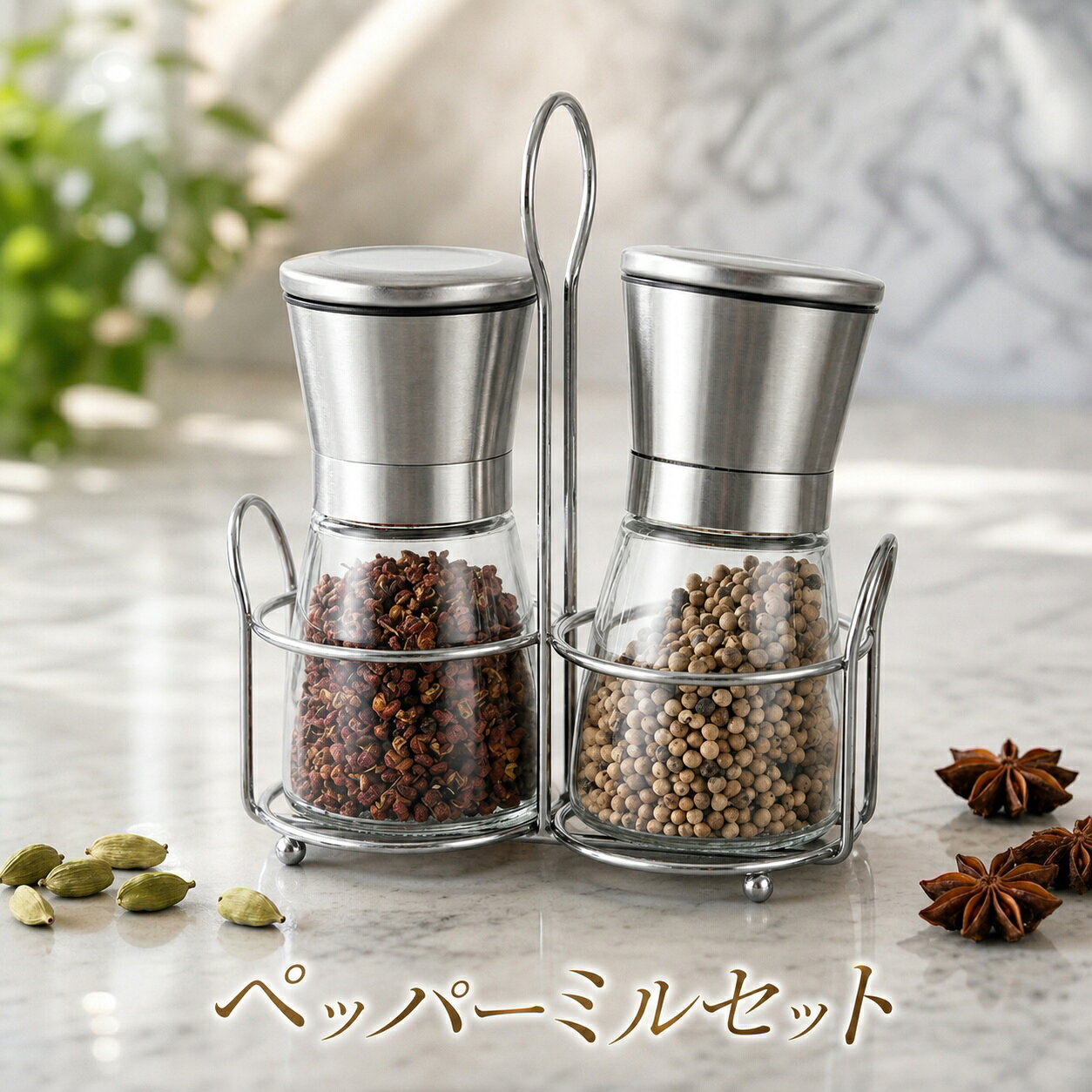 【新発売限定記念価格！】ペッパーミル 手動 2本セット ソルトミル スパイスミル 花椒 キッチン ローズマリー キッチン キッチン用品 使いやすい グラインダー 調味料挽き ミル 香辛料 粗さ調節 塩 スパイス 調味料 黒胡椒 胡椒 山椒