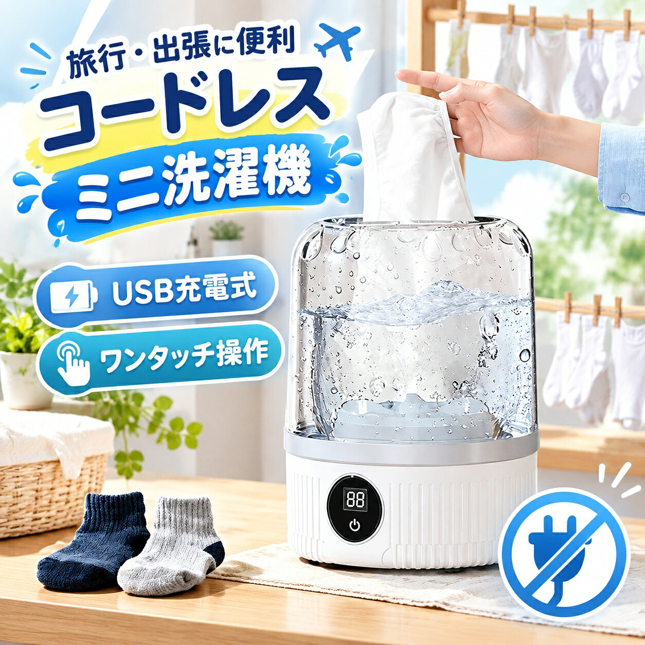 お勧めのポイント：ミニ洗濯機、持ち運び便利、収納しやすい！子供服、ベビー用品、おもちゃ、ペット用品、タオル、水着、靴下、下着、洗えるマスクなどの分け洗いに最適！洗濯容量：1L備考?本製品は家電リサイクル法の対象商品ではありません。?脱水機能はありません、是非ご了承ください。