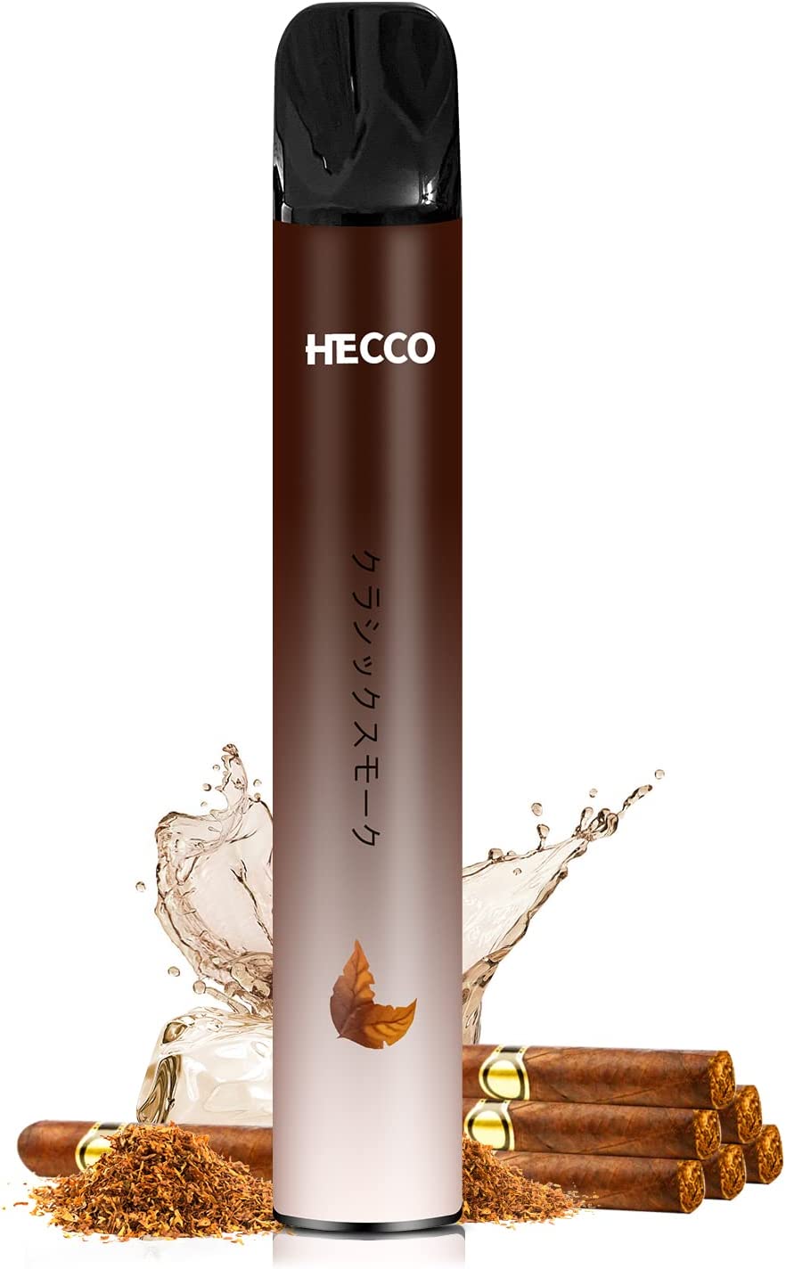 HECCO 電子タバコ 使い捨て 2,000回吸引可能 シガー クラシックスモーク フレーバー スターターキット 禁煙グッズ 吸い応え バニラタバコ ニコチンなし vape 爆煙 1本入れ