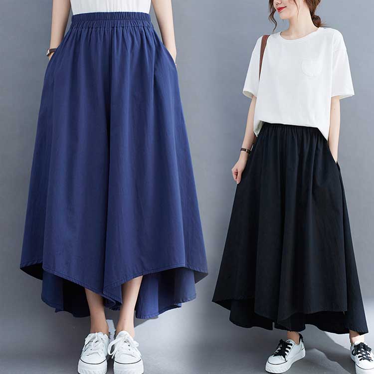 スカーチョ ワイドパンツ スカンツ ワイドパンツ ウェストゴム ガウチョパンツ ス...