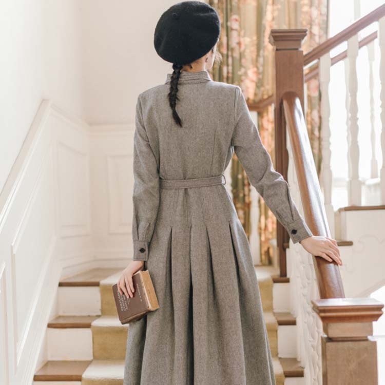 シャツワンピース 長袖ワンピース ロングワンピース フレアワンピース ベルト付き ボウタイネック お洒落 可愛い デート きれいめ レディース 通勤 通学 新作