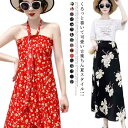 着方いろいろ!巻きスカート フリーサイズ ラップスカート 花柄 スカート ロング レディース マキシ丈 ロングスカート リゾート 旅行 ボトムス 上品 おしゃれ 可愛い 春夏 送料無料